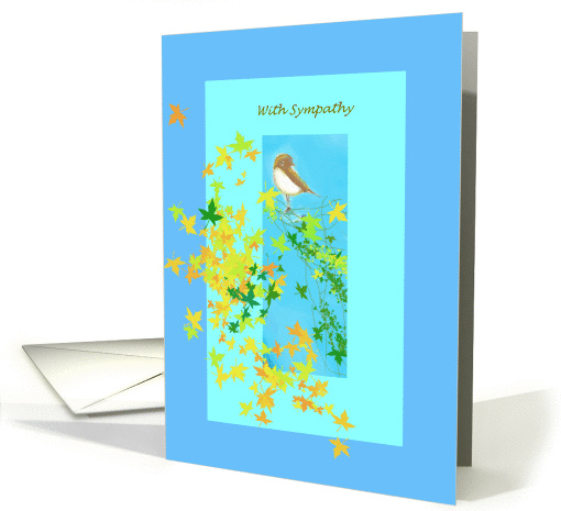 little bird on a branch with sympathy card (642135)