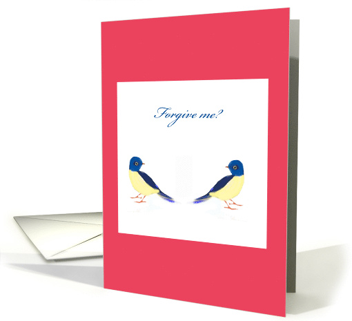 two birds looking back to each other forgive me card (642136)