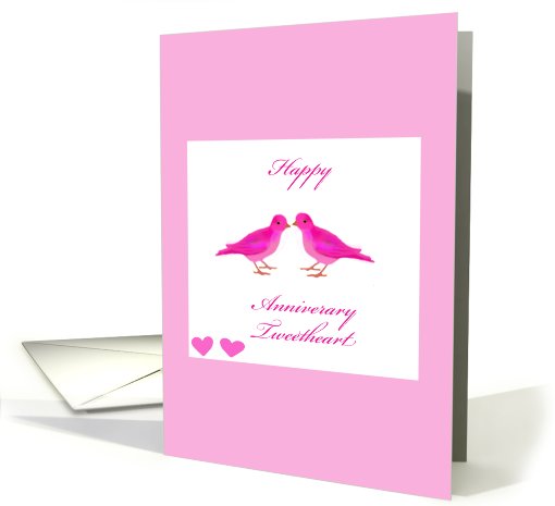 Pink love birds, Happy anniversary tweetheart card (656825)