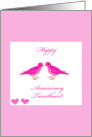 Pink love birds, Happy anniversary tweetheart card