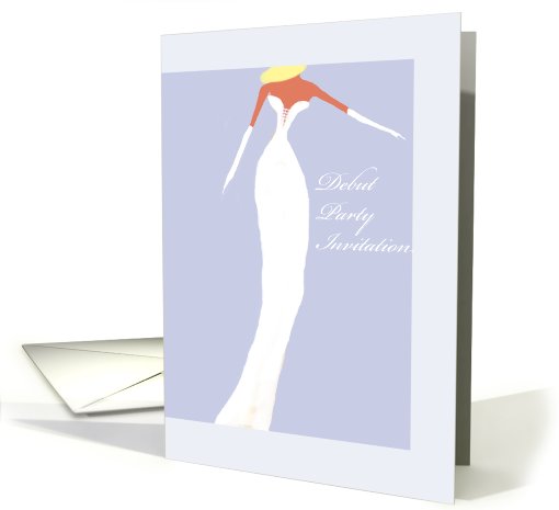 Debut party Invitation lovely blues and white card (656826)