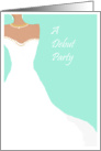 Debut party Invitation, white dress on aqua card