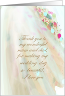 Thank you mum and dad from daughter Wedding Day card