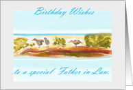 Father in Law Birthday wishes, birds on a log card