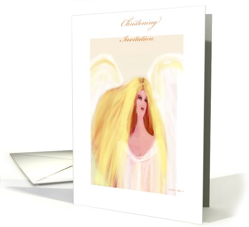 beautiful angel christening invitation card (666796)