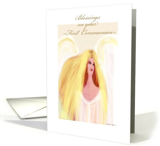 beautiful angel blessing first communion card (666798)