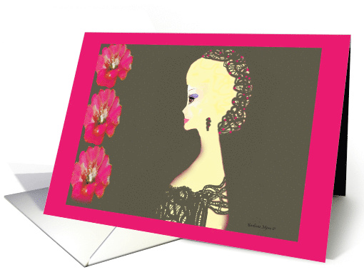 red poppies elegance in green blank card (666803)