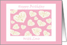 hearts on pink happy birthday card