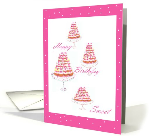 Birthday Sweets, plates of sweet cherry cakes card (669140)