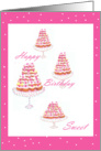 Birthday Sweets, plates of sweet cherry cakes card