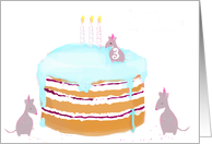 3rd birthday grey mice blue card