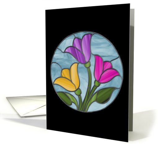 Spring Tulips Hello Stained Glass card (599852)