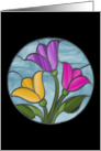 Spring Tulips Hello Stained Glass card