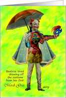 Beatrice and Her Mardi Gras Costume card