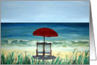 Beach Chairs with Red Umbrella card