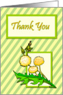 Dandelions on Striped Background Thank You card