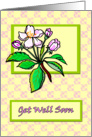 Apple Blossom Get Well on Pink and Yellow Checkerboard Pattern card