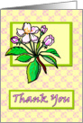 Apple Blossom Thank You on Pink and Yellow Checkerboard Pattern card