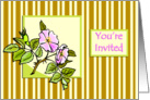 Pink Hedge Rose on Striped Background Invitation card