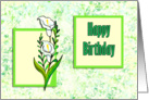Calla Lily on Green/Blue Marble-like background Birthday card