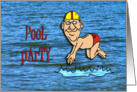 Pool Party Invitation Cartoon Diver card