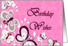 Pink Butterfly Birthday Wishes card