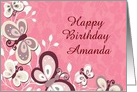 Pink Butterfly and Lace Personalized Birthday card