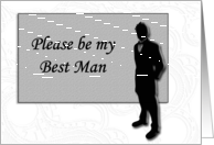 Best Man request, Sillouette of Man in Black card