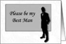 Best Man request, Sillouette of Man in Black card