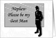 Best Man request ~ Nephew, Man in Black Silhouette card