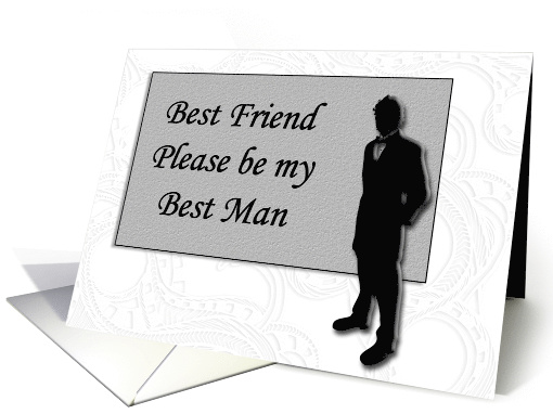 Best Man request ~ Best Friend, Man in Black Silhouette card (651389)