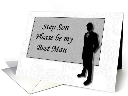 Best Man request ~ Step Son, Man in Black Silhouette card (651390)