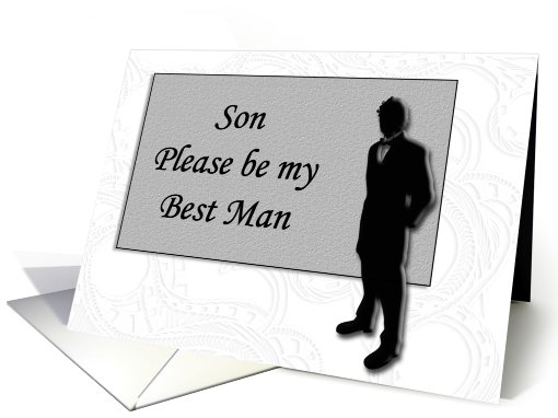 Best Man request ~ Son, Man in Black Silhouette card (651392)