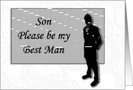 Best Man request ~ Son, Man in Black Silhouette card