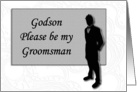 Groomsman request ~ Godson, Man in Black Silhouette card