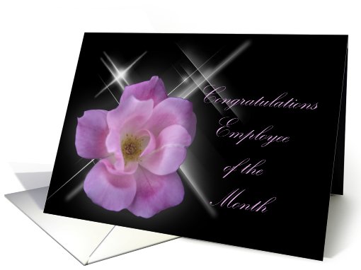 Pink Flower on Black ~ Congratulations Employee of the Month card