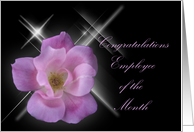 Pink Flower on Black ~ Congratulations Employee of the Month card