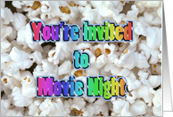 Invitation for Movie Night, Popcorn card