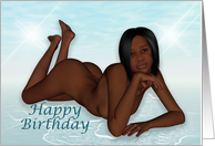 Nude Ebony Beauty ~ Happy Birthday card