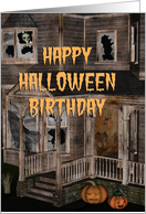 Halloween Birthday haunted house card