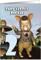 Little Piggie Second Birthday Card