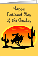 National Day of the Cowboy Bucking Bronco Silhouette card