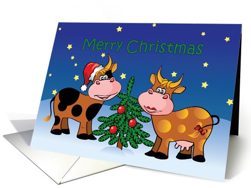 Christmas Cows with Tree card (728086)