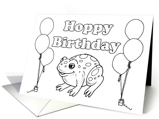 Coloring Card Hoppy Birthday Frog card (728399)