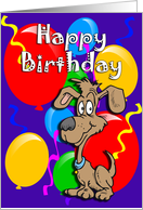 Happy Birthday with Puppy and Balloons card