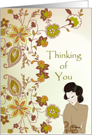 Thinking of You Asian Woman with Paisley Floral Design card