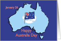 Australia Day January 26 Map and Flag card