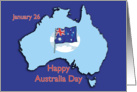 Australia Day January 26 Map and Flag card