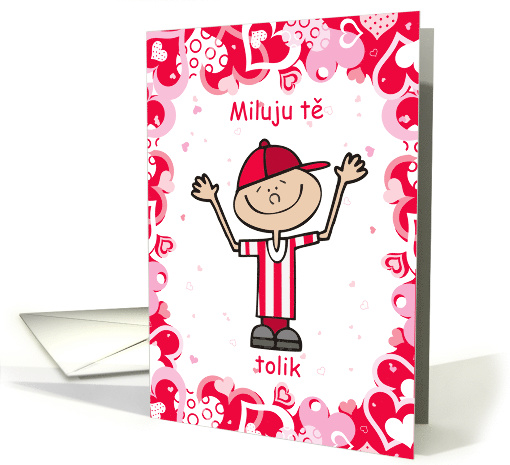 Czech Valentine with Little boy I love you this much card (752696)