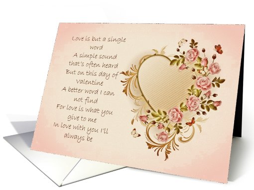 Love Poem Valentine's Day Card ~ Vintage look for someone in love card